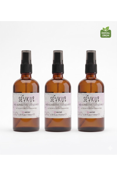 Yağı alınmamış saf gül suyu 3 lü set (100 ml)